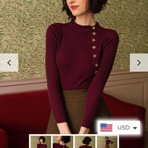 RIHOAS Burgundy Button-Up Sweater